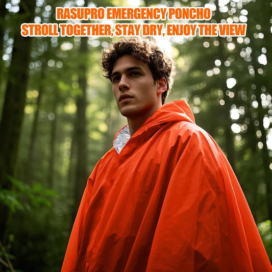 Windproof waterproof emergency poncho for hiking and camping kits