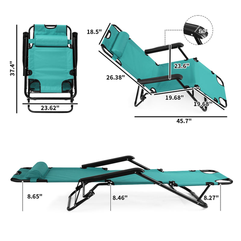 Portable Dual Purposes Extendable Folding Reclining Chair Green