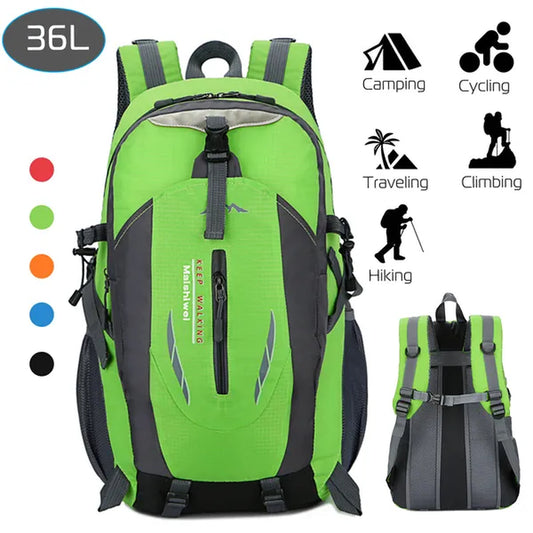 Lightweight waterproof daypack showing organizer pockets and straps