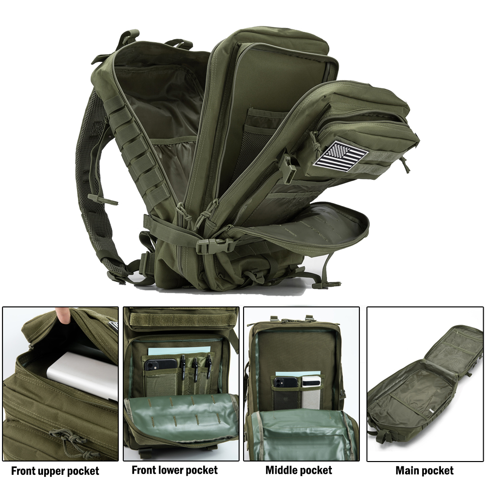 45L MOLLE Tactical Backpack — Heavy-Duty 900D, Fits 17" Laptop
