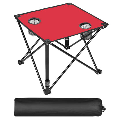 1Pc 2Pc Options Foldable Camping Table Portable Picnic Table Lightweight Travel Desk with 2 Cup Holders Carrying Bag Color Options Black Orange Green Red Blue Navy Blue