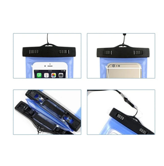 3-pack waterproof floating phone pouches in clear touch-sensitive TPU