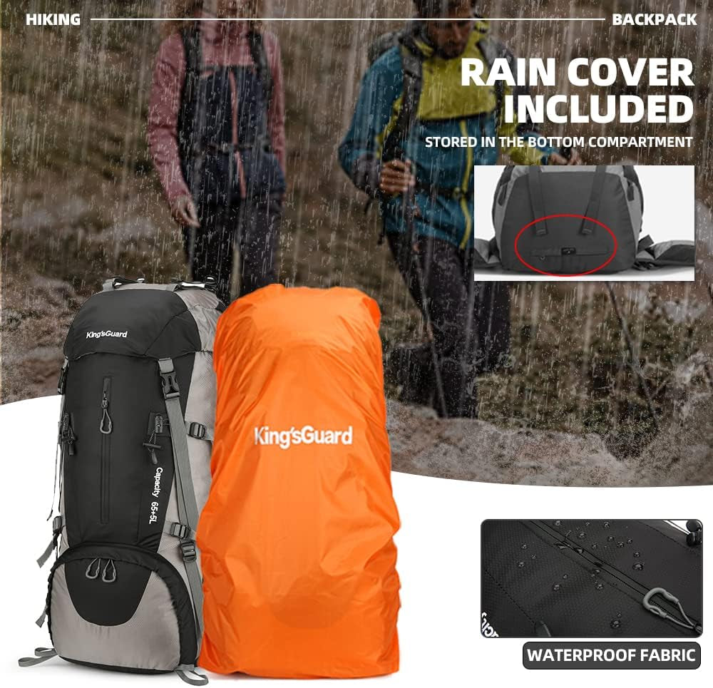 70L Hiking Backpack with Rain Cover Lightweight Waterproof Travel Camping Backpack Large Backpacking Pack