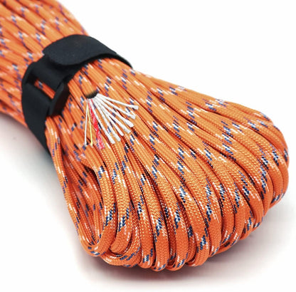 Survival Paracord Parachute Fire Cord Survival Ropes Red Tinder Cord PE Fishing Line Cotton Thread 7 Strands Outdoor 20, 25, 100 Feet