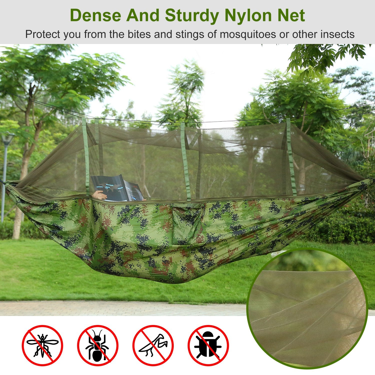 Camping Hammock, Portable Double Hammock with Net