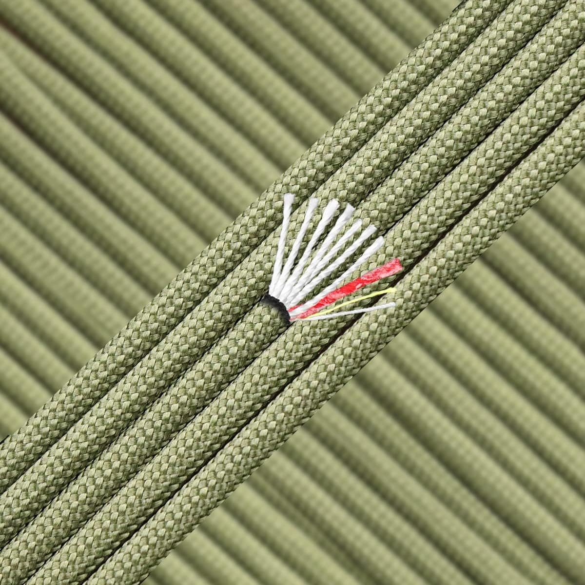 Survival Paracord Parachute Fire Cord Survival Ropes Red Tinder Cord PE Fishing Line Cotton Thread 7 Strands Outdoor 20, 25, 100 Feet