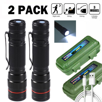 LED Flashlight USB Rechargeable Tactical Zoom Torch Powerful Mini Pen Light Work Light for Camping Shipping via Dhl-Ground,Cannot Be Shipped via USPS with a Shipping Label for Pickup.