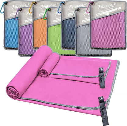 2 Pack Microfiber Camping Towel, Quick Dry Towel, Soft Absorbent Compact Travel Gym Workout Sweat Towel for Beach Yoga Swim Travel Camping Hiking Backpack Essentials (S:32"X16")
