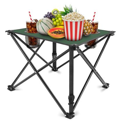 1Pc 2Pc Options Foldable Camping Table Portable Picnic Table Lightweight Travel Desk with 2 Cup Holders Carrying Bag Color Options Black Orange Green Red Blue Navy Blue