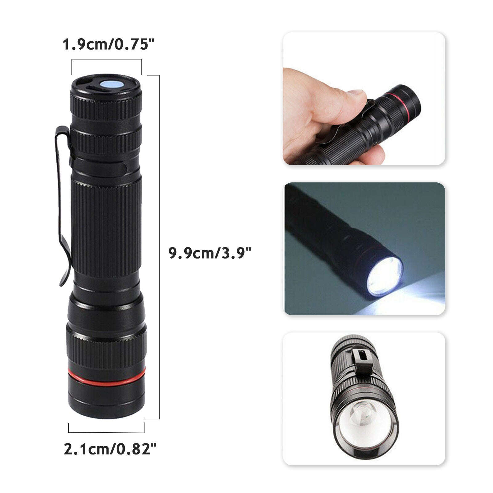 LED Flashlight USB Rechargeable Tactical Zoom Torch Powerful Mini Pen Light Work Light for Camping Shipping via Dhl-Ground,Cannot Be Shipped via USPS with a Shipping Label for Pickup.