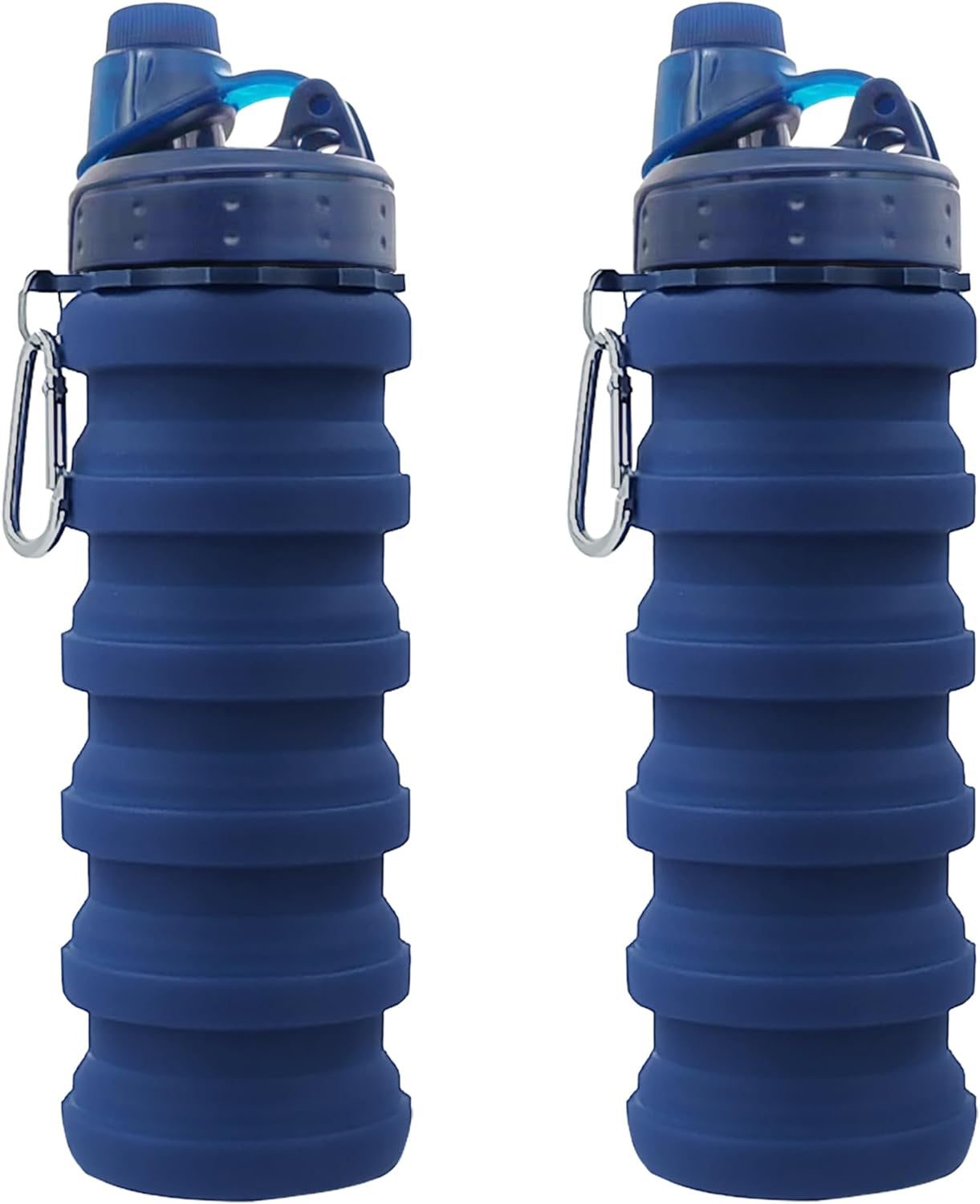 Collapsible Water Bottles Travel Water Bottle Sports Portable Sport Water Bottle Reusable Water Bottles Comes with Mountaineering Buckle 500Ml Silicone Water-Proof Camping Water Bottle