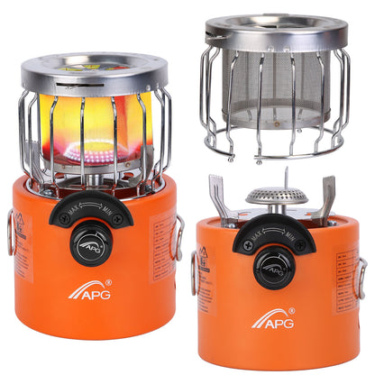 2000W 2 in 1 Camping Stove Tent Heater Outdoor Gas Stove Portable Backpacking Stove with 3 Modes 360 Degree Radiant Heating for Camping Hiking Picnic BBQ
