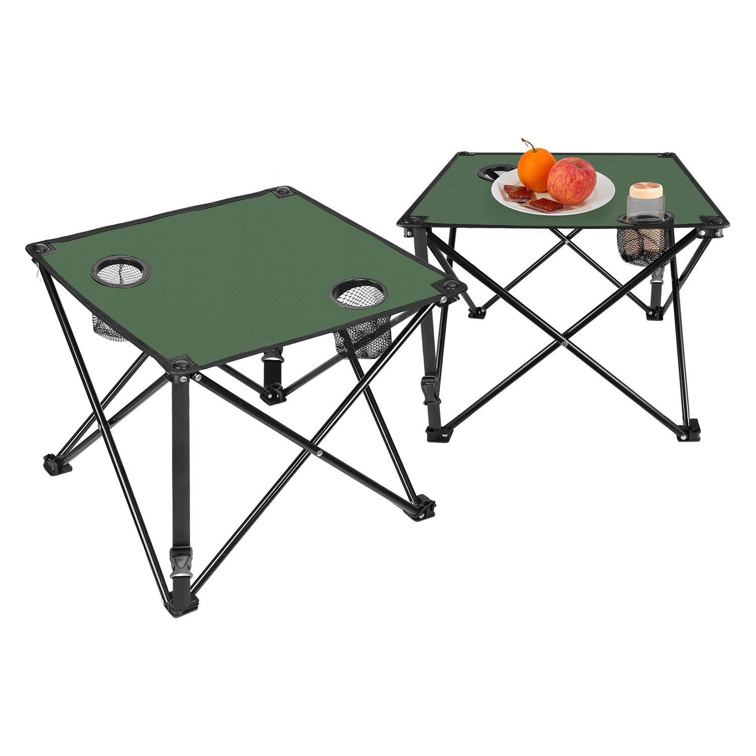 1Pc 2Pc Options Foldable Camping Table Portable Picnic Table Lightweight Travel Desk with 2 Cup Holders Carrying Bag Color Options Black Orange Green Red Blue Navy Blue