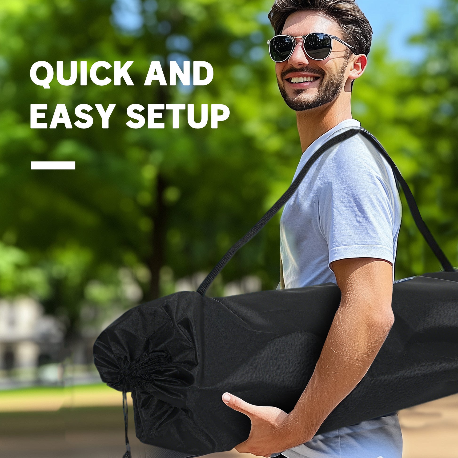 Padded Folding Camp Chair for Adults, Double Camping Chair with Armrests, Cup Holders, Carry Bag for Outdoor, Black