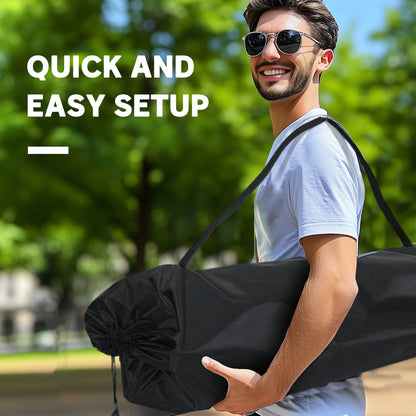 Padded Folding Camp Chair for Adults, Double Camping Chair with Armrests, Cup Holders, Carry Bag for Outdoor, Black