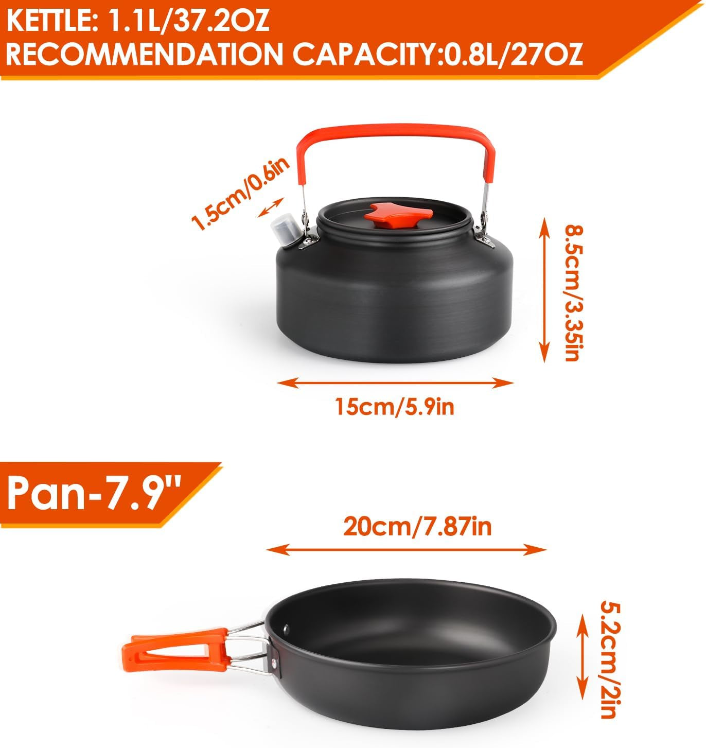 Camping Cookware Set Camping Gear Campfire Utensils Non-Stick Cooking Equipment Lightweight Stackable Pot Pan Bowls with Storage Bag for Outdoor Hiking