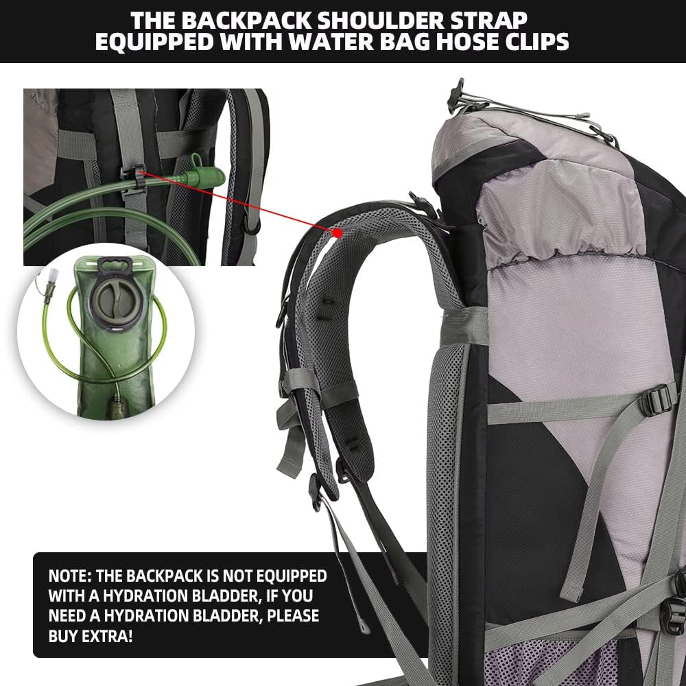 70L Hiking Backpack with Rain Cover Lightweight Waterproof Travel Camping Backpack Large Backpacking Pack