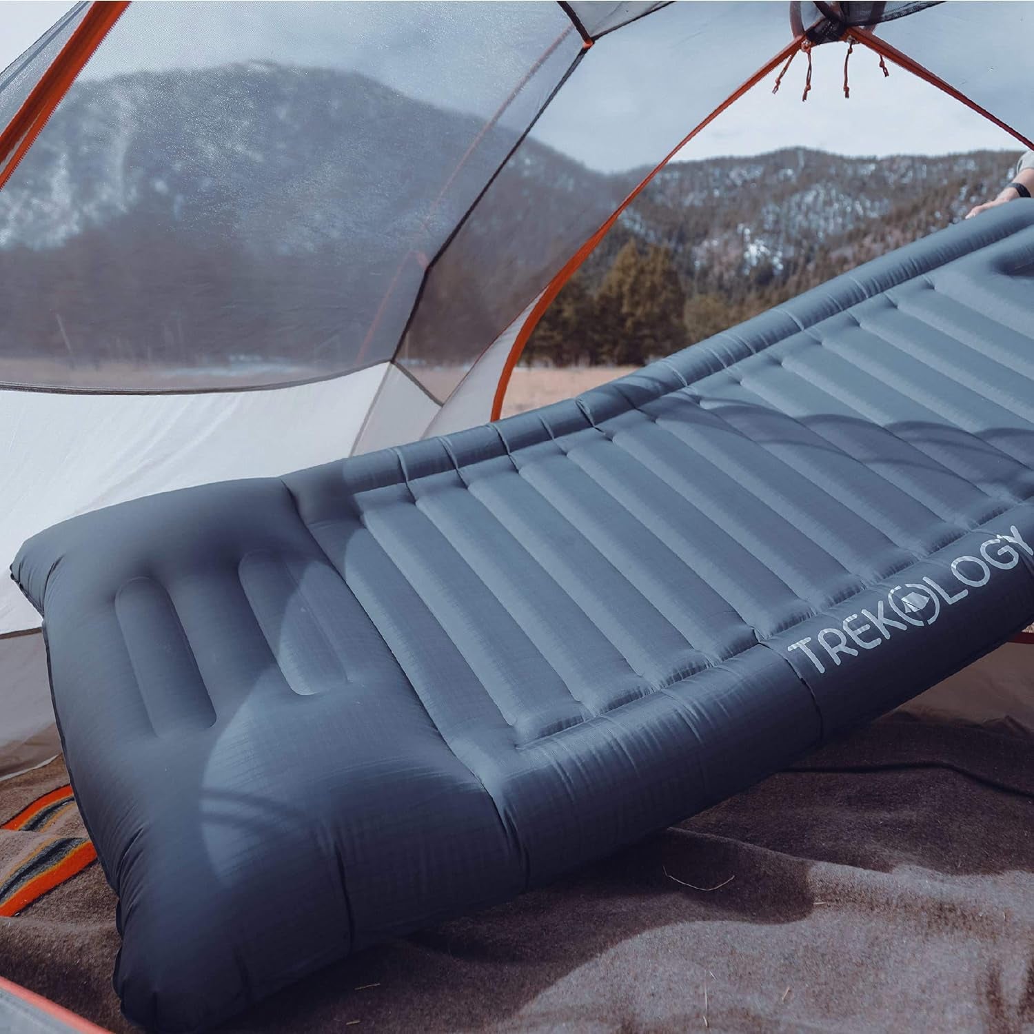 Sleeping Pad for Camping - Infaltable Mat – 73.2"X 29.9" Premium with Built‑In Pump, Neck‑Support Pillow, Thick 4.9" Height – Ultralight Sleep Pad for Tent, Backpacking & Travel