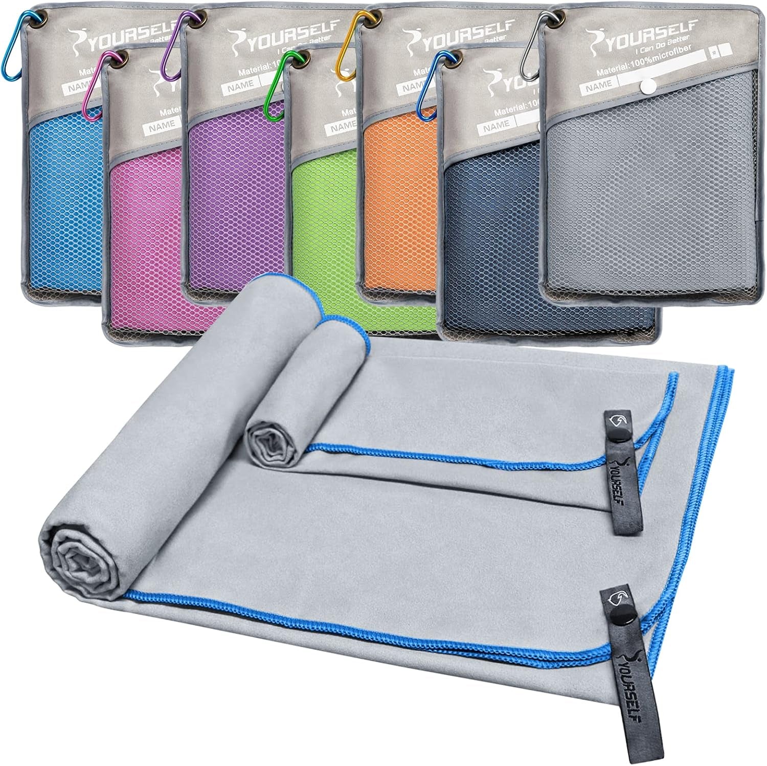 2 Pack Microfiber Camping Towel, Quick Dry Towel, Soft Absorbent Compact Travel Gym Workout Sweat Towel for Beach Yoga Swim Travel Camping Hiking Backpack Essentials (S:32"X16")