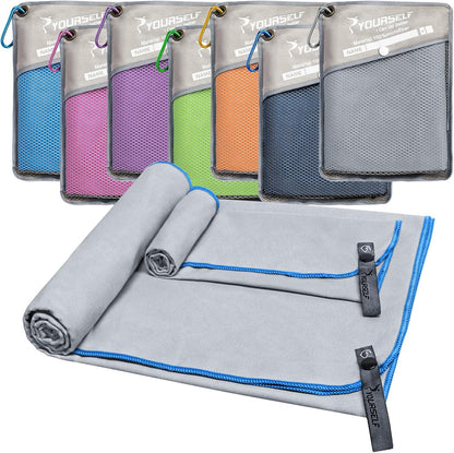 2 Pack Microfiber Camping Towel, Quick Dry Towel, Soft Absorbent Compact Travel Gym Workout Sweat Towel for Beach Yoga Swim Travel Camping Hiking Backpack Essentials (S:32"X16")
