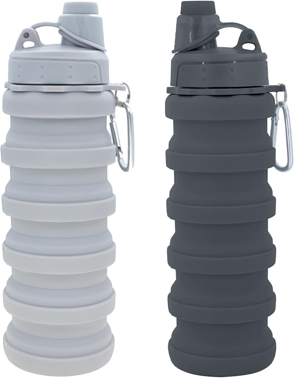 Collapsible Water Bottles Travel Water Bottle Sports Portable Sport Water Bottle Reusable Water Bottles Comes with Mountaineering Buckle 500Ml Silicone Water-Proof Camping Water Bottle