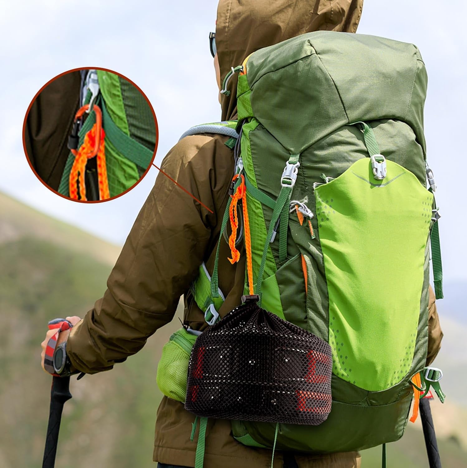 Camping Cookware Set Camping Gear Campfire Utensils Non-Stick Cooking Equipment Lightweight Stackable Pot Pan Bowls with Storage Bag for Outdoor Hiking