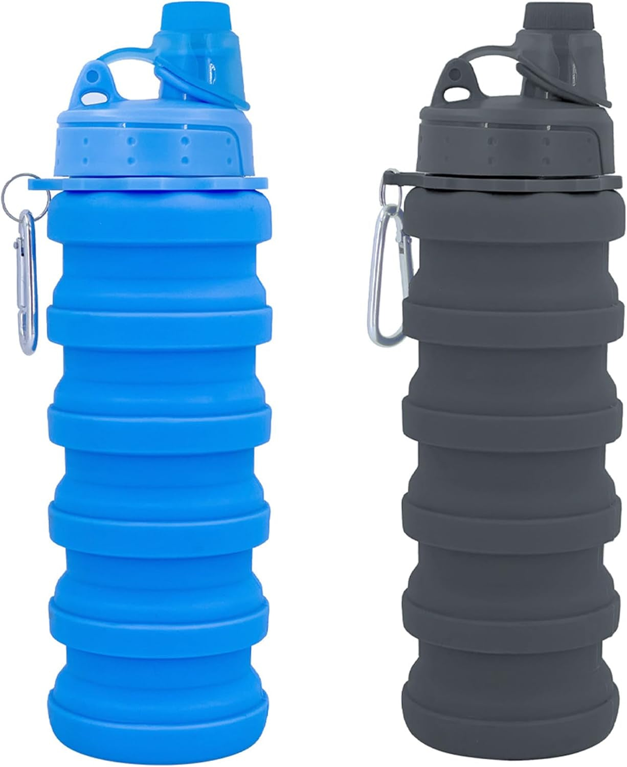Collapsible Water Bottles Travel Water Bottle Sports Portable Sport Water Bottle Reusable Water Bottles Comes with Mountaineering Buckle 500Ml Silicone Water-Proof Camping Water Bottle