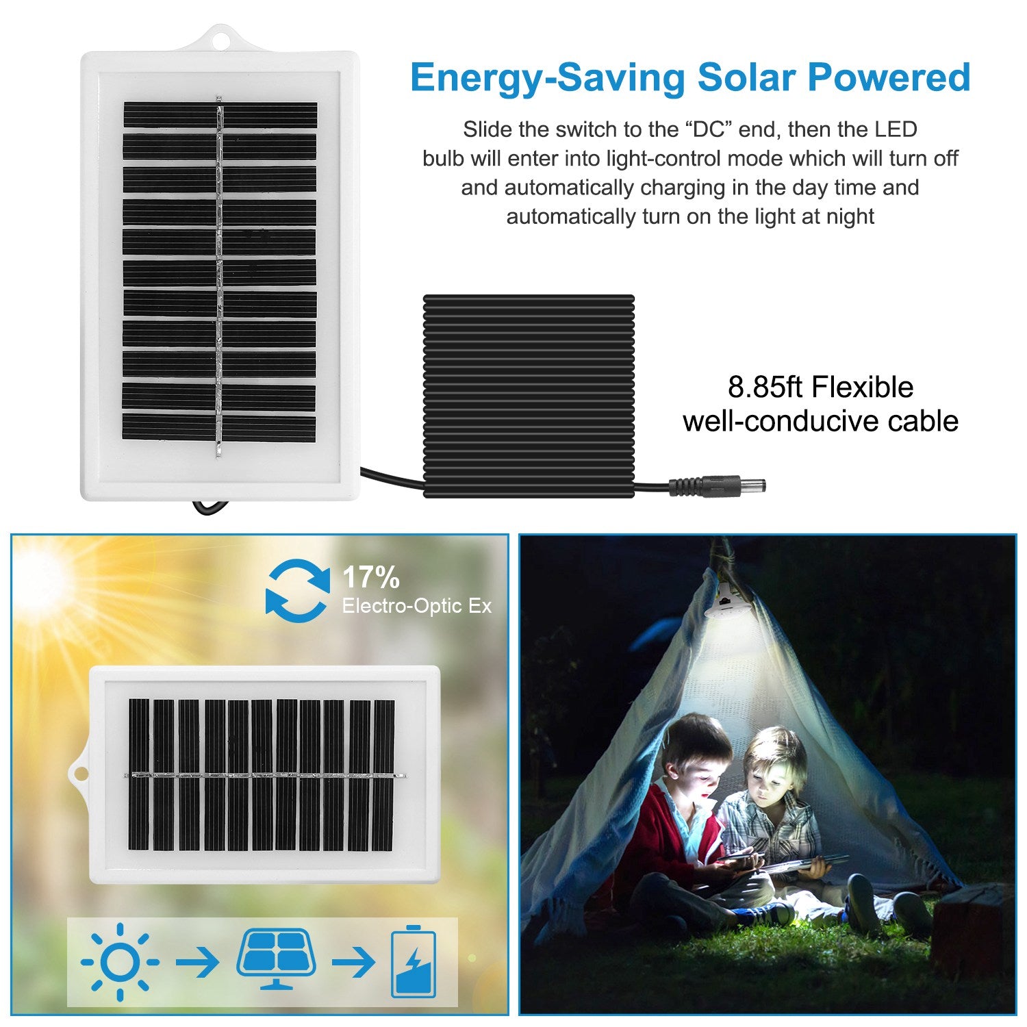 1Pc Solar Camping Lantern with Remote 3 Light Modes 3 Charging Methods IP65 Waterproof for Patio Tent Garden Hiking Power Failure Hurricane