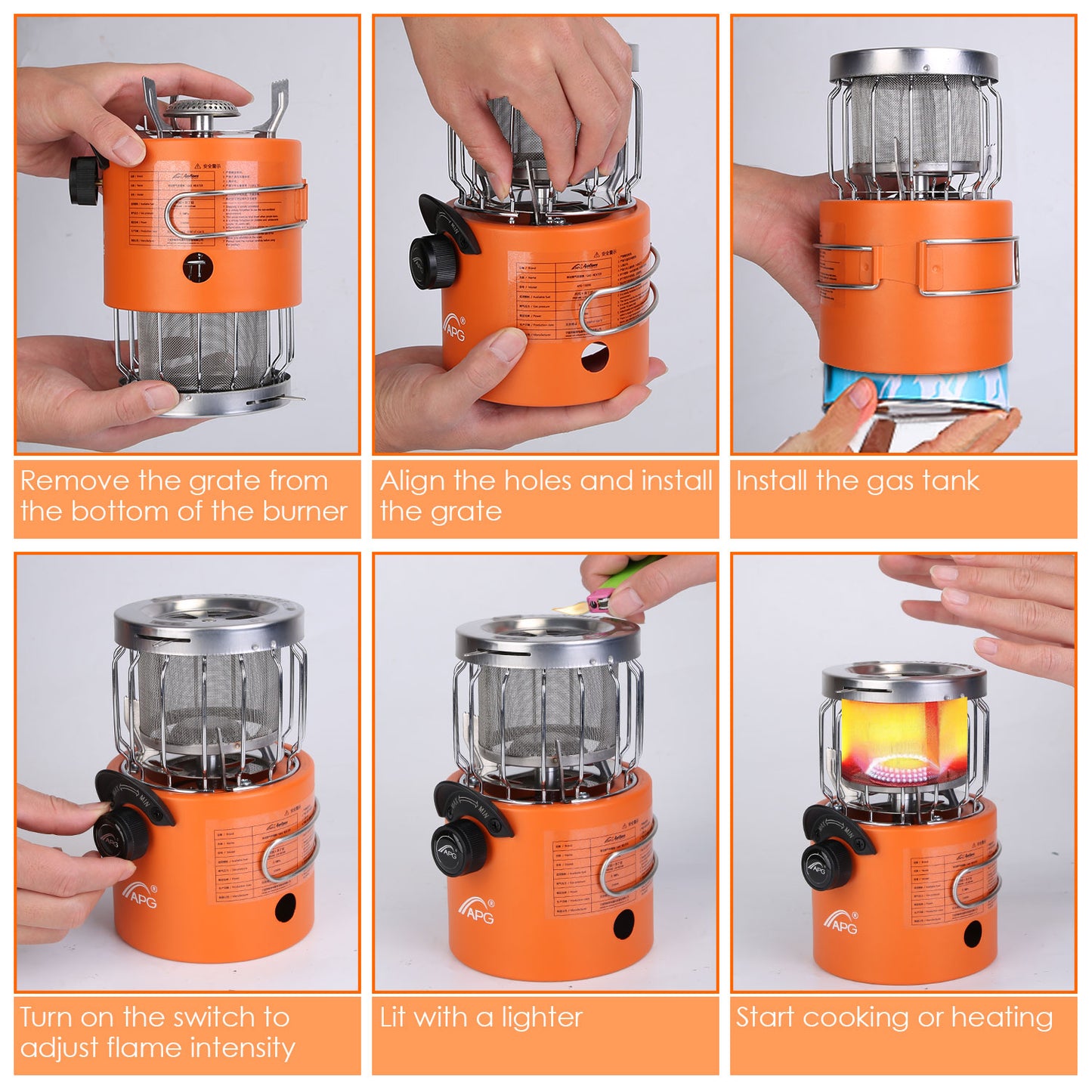 2000W 2 in 1 Camping Stove Tent Heater Outdoor Gas Stove Portable Backpacking Stove with 3 Modes 360 Degree Radiant Heating for Camping Hiking Picnic BBQ