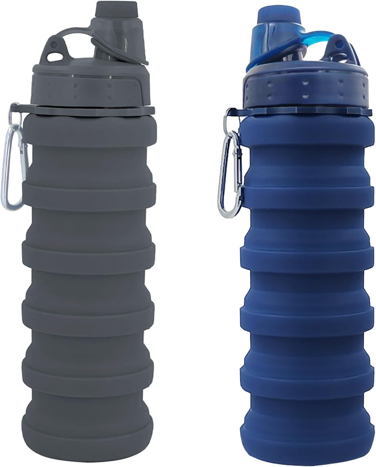 Collapsible Water Bottles Travel Water Bottle Sports Portable Sport Water Bottle Reusable Water Bottles Comes with Mountaineering Buckle 500Ml Silicone Water-Proof Camping Water Bottle