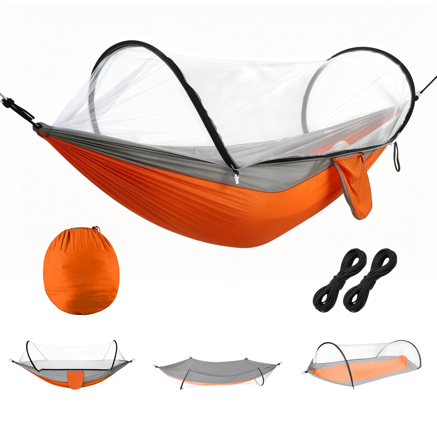 1Pc Camping Hammock with Mosquito Net Portable Hammock Tent with Built in Mosquito Net Dual Way Zippers 440Lbs Capacity Attached Storage Pocket for Outdoor Travel Camping Hiking Backpacking