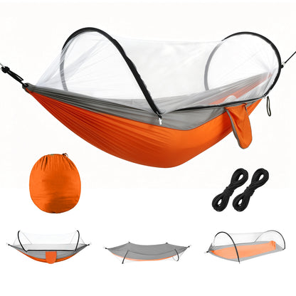 1Pc Camping Hammock with Mosquito Net Portable Hammock Tent with Built in Mosquito Net Dual Way Zippers 440Lbs Capacity Attached Storage Pocket for Outdoor Travel Camping Hiking Backpacking
