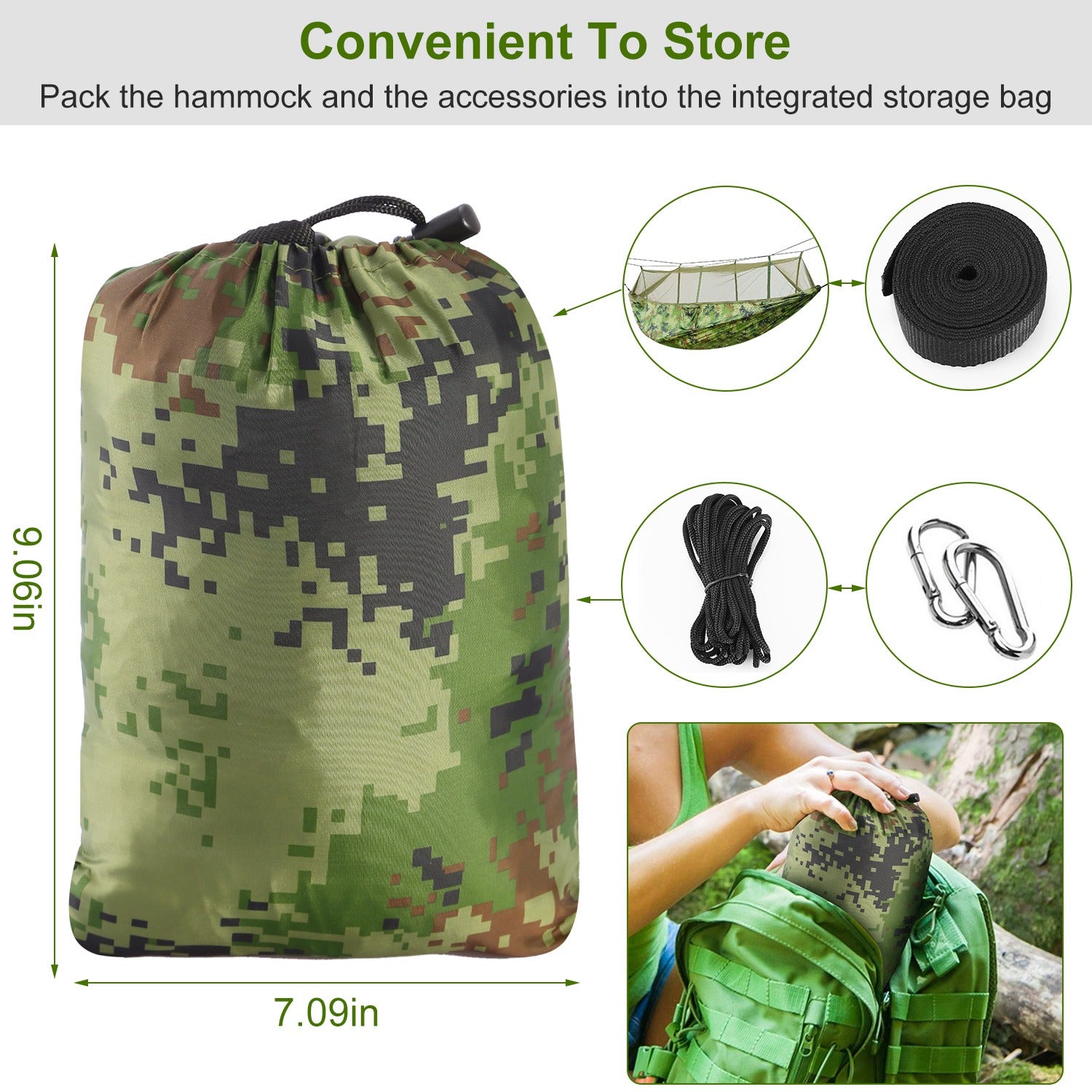 Camping Hammock, Portable Double Hammock with Net