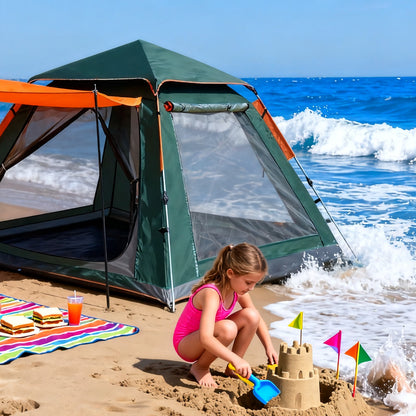 Family Quick-Opening Tent 84.6L X 84.6W X 55.9H Tent Instant Camping Rainproof Tent 2-4 Person Tent Outdoor Tent Camping Tent Hiking Tent Camping Set Pop-Up Tent Outdoor Tent Party Portable Tent