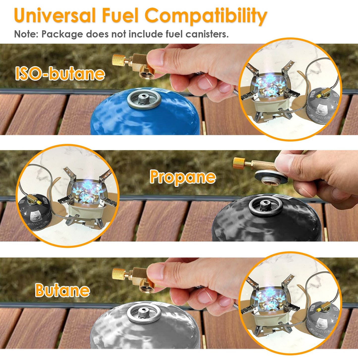 13000W Portable Windproof Camping Stove Five-Head Gas Cooking Burner with Piezo Ignition Stepless Flame Control Fit for Iso-Butane, Propane, Butane Fuel Tank for Backpacking Picnic Outdoor Cooking