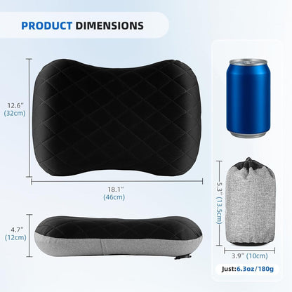 Ultralight travel air pillow packed smaller than a soda can