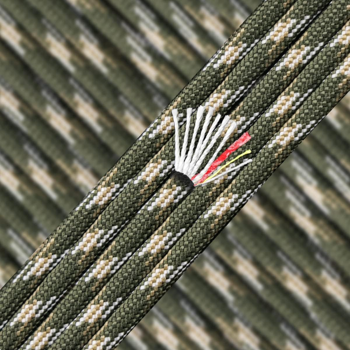 Survival Paracord Parachute Fire Cord Survival Ropes Red Tinder Cord PE Fishing Line Cotton Thread 7 Strands Outdoor 20, 25, 100 Feet