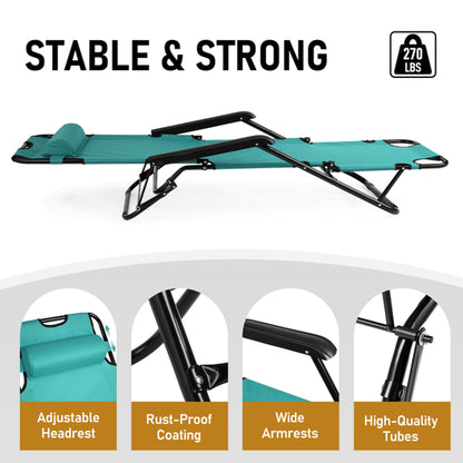 Portable Dual Purposes Extendable Folding Reclining Chair Green