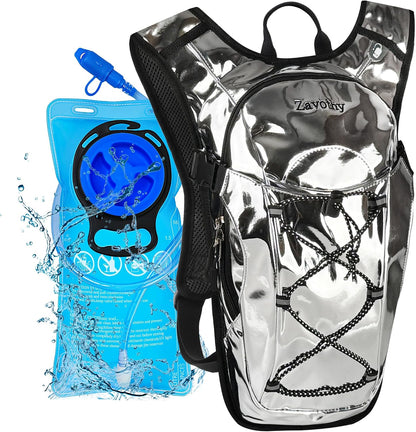 Reflective Hydration Backpack, Hydration Pack - Water Backpack with 2L Hydration Bladder, Essential for Festivals - Rave Hydration Pack for Hiking, Running, Cycling, and Festivals