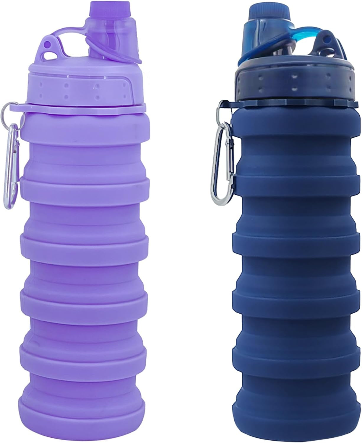 Collapsible Water Bottles Travel Water Bottle Sports Portable Sport Water Bottle Reusable Water Bottles Comes with Mountaineering Buckle 500Ml Silicone Water-Proof Camping Water Bottle