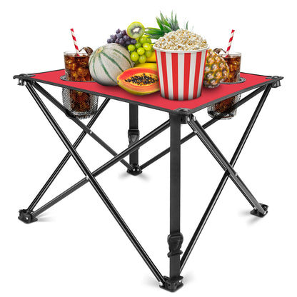 1Pc 2Pc Options Foldable Camping Table Portable Picnic Table Lightweight Travel Desk with 2 Cup Holders Carrying Bag Color Options Black Orange Green Red Blue Navy Blue
