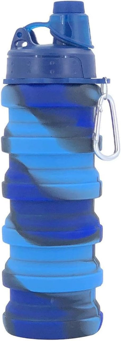 Collapsible Water Bottles Travel Water Bottle Sports Portable Sport Water Bottle Reusable Water Bottles Comes with Mountaineering Buckle 500Ml Silicone Water-Proof Camping Water Bottle