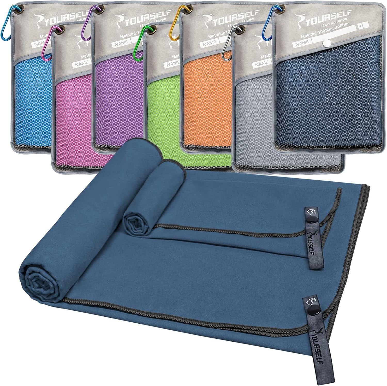 2 Pack Microfiber Camping Towel, Quick Dry Towel, Soft Absorbent Compact Travel Gym Workout Sweat Towel for Beach Yoga Swim Travel Camping Hiking Backpack Essentials (S:32"X16")