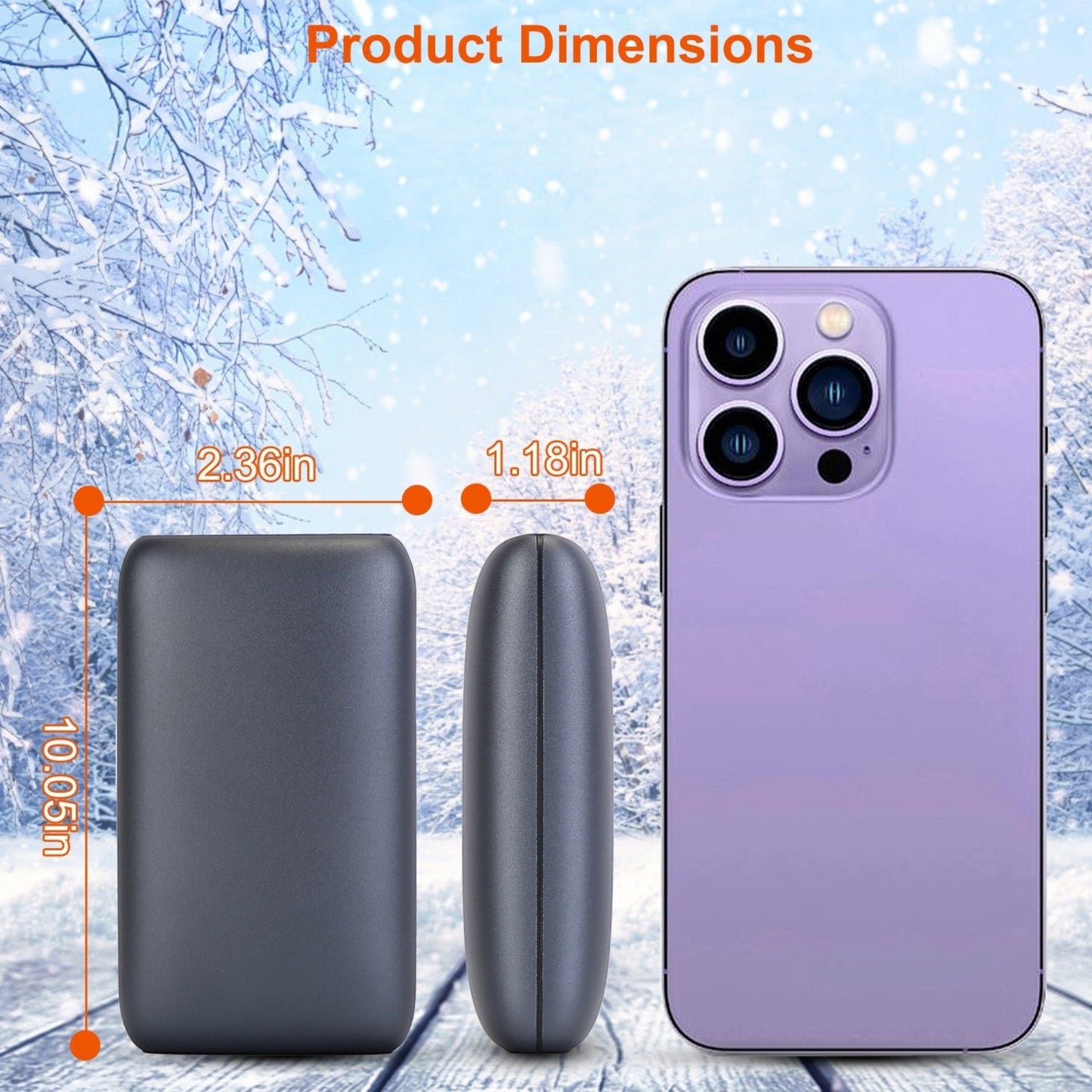 1Pc Electric Double Sided Hand Warmer Battery Backup Power Bank Rechargeable Hand Heater with 3 Temperature Levels Portable Pocket Warmer