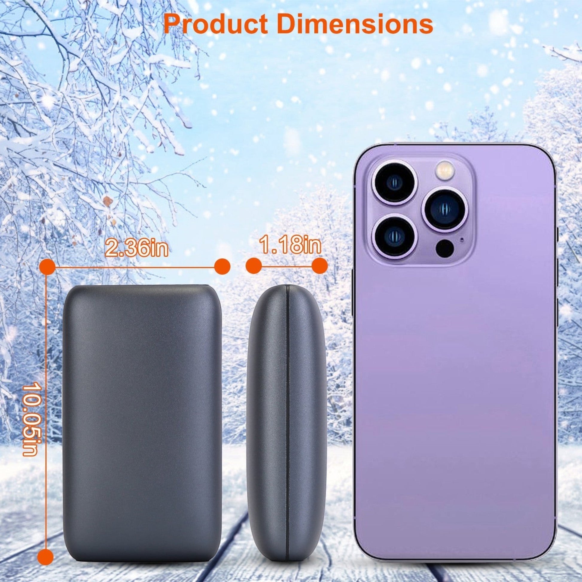 1Pc Electric Double Sided Hand Warmer Battery Backup Power Bank Rechargeable Hand Heater with 3 Temperature Levels Portable Pocket Warmer