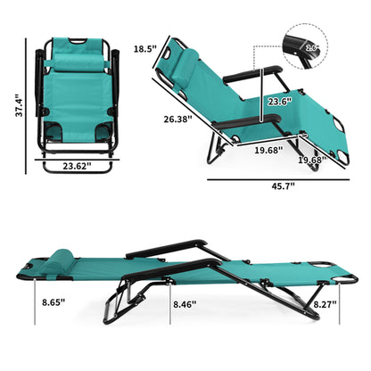 Portable Dual Purposes Extendable Folding Reclining Chair Green