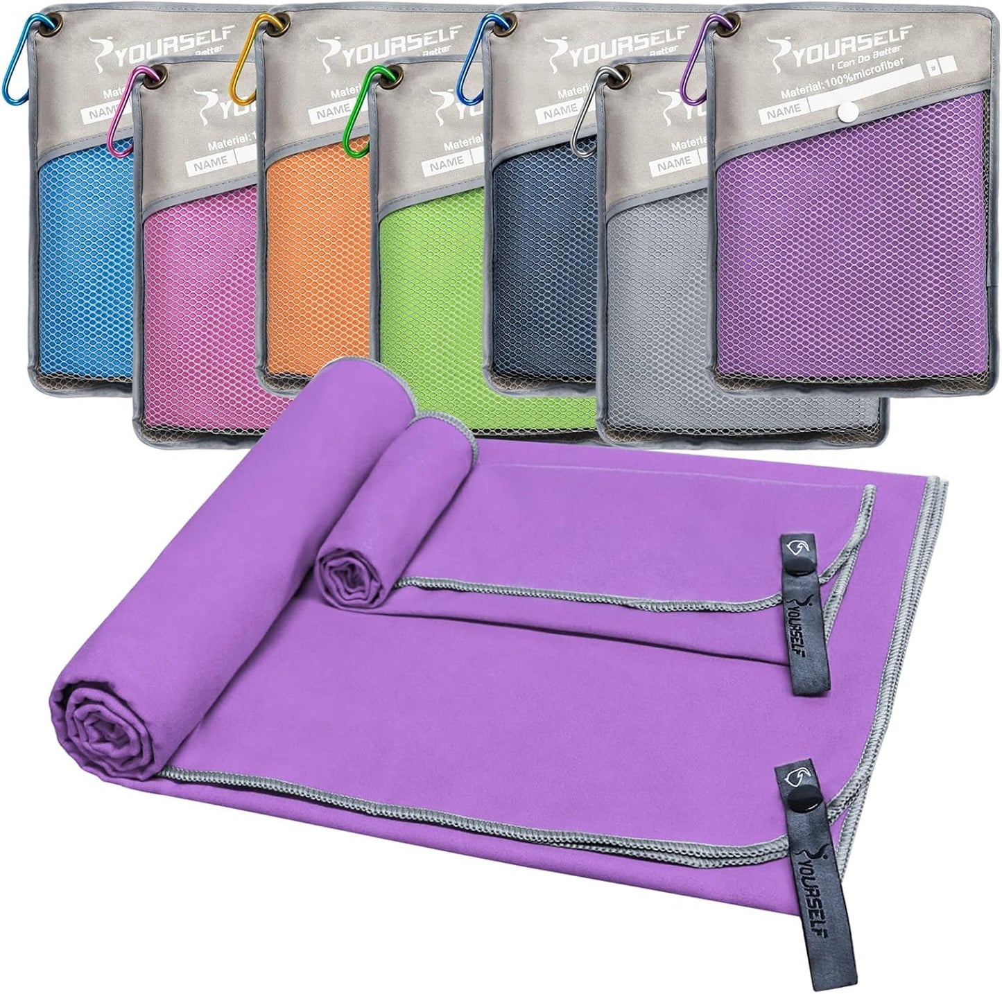 2 Pack Microfiber Camping Towel, Quick Dry Towel, Soft Absorbent Compact Travel Gym Workout Sweat Towel for Beach Yoga Swim Travel Camping Hiking Backpack Essentials (S:32"X16")
