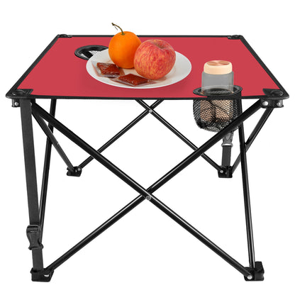 1Pc 2Pc Options Foldable Camping Table Portable Picnic Table Lightweight Travel Desk with 2 Cup Holders Carrying Bag Color Options Black Orange Green Red Blue Navy Blue