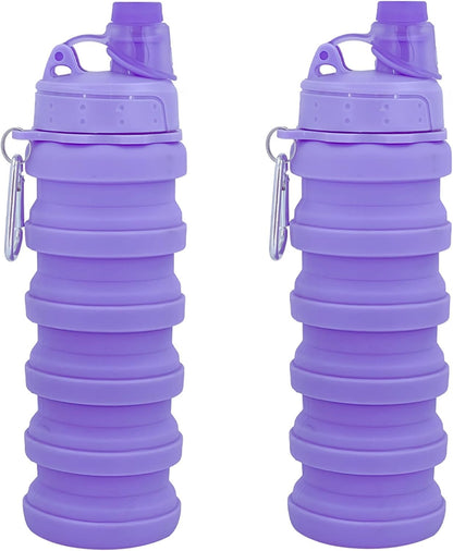 Collapsible Water Bottles Travel Water Bottle Sports Portable Sport Water Bottle Reusable Water Bottles Comes with Mountaineering Buckle 500Ml Silicone Water-Proof Camping Water Bottle