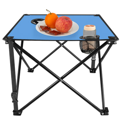 1Pc 2Pc Options Foldable Camping Table Portable Picnic Table Lightweight Travel Desk with 2 Cup Holders Carrying Bag Color Options Black Orange Green Red Blue Navy Blue